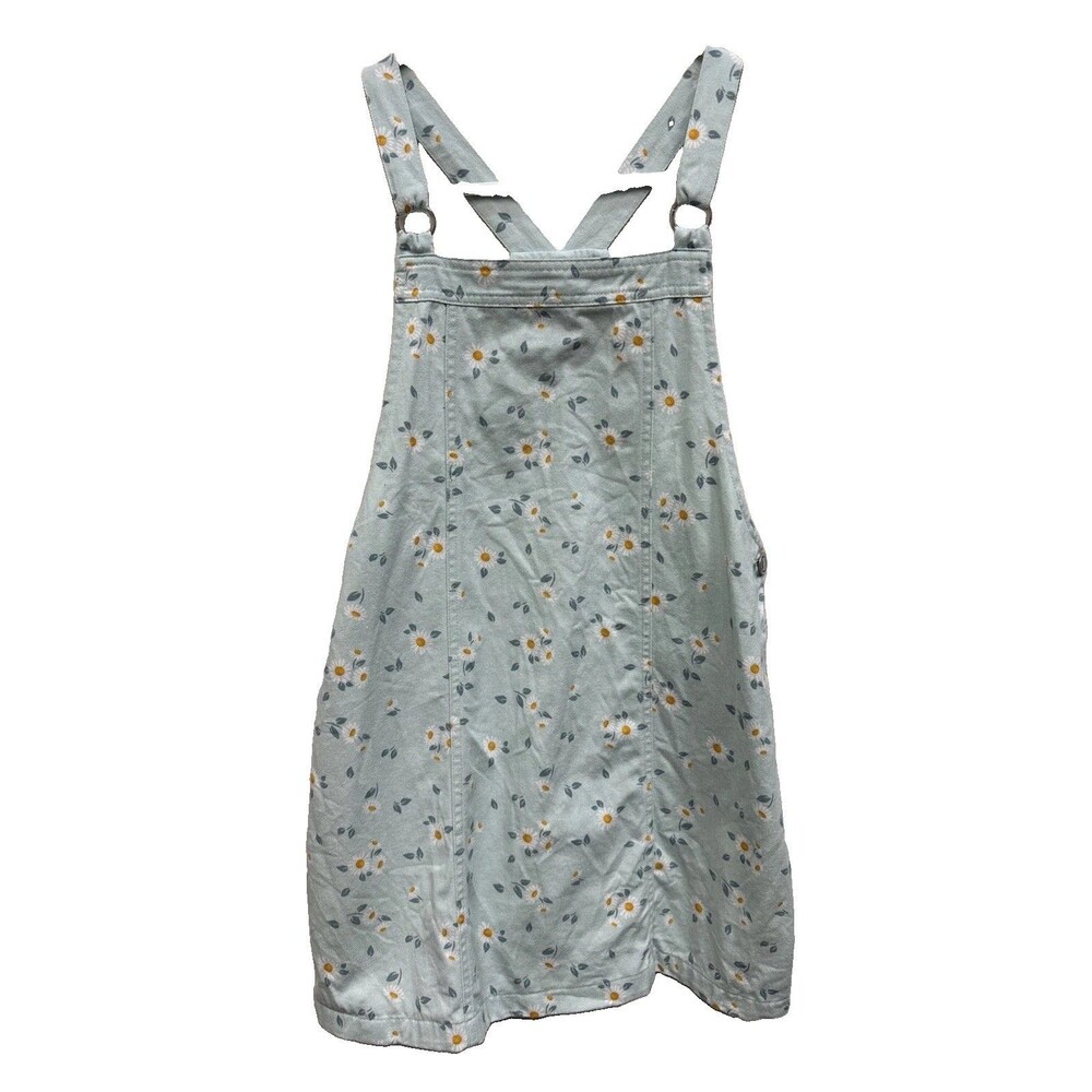 Max Studio Kids Jumper Dress Girl 10 Mint Green Daisy Floral Overalls Kidcore
